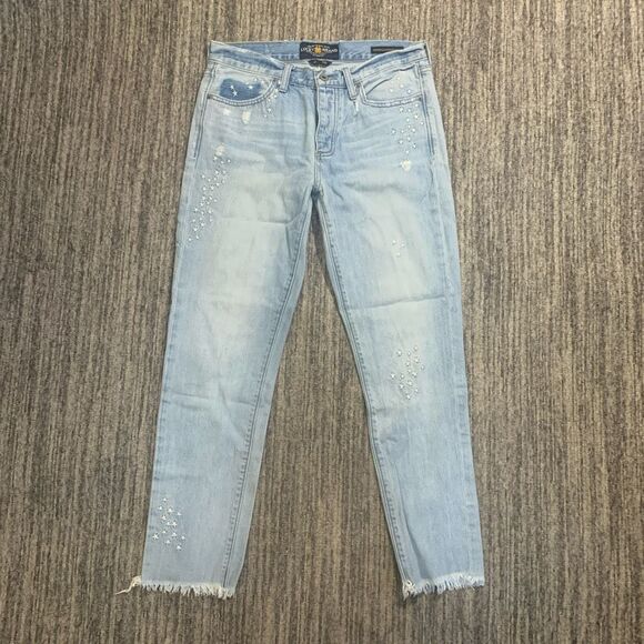 Lucky Brand Women’s‎ Size 2/26 Sienna Slim Leg Boyfriend Jeans Stars Raw Hem - Picture 1 of 10